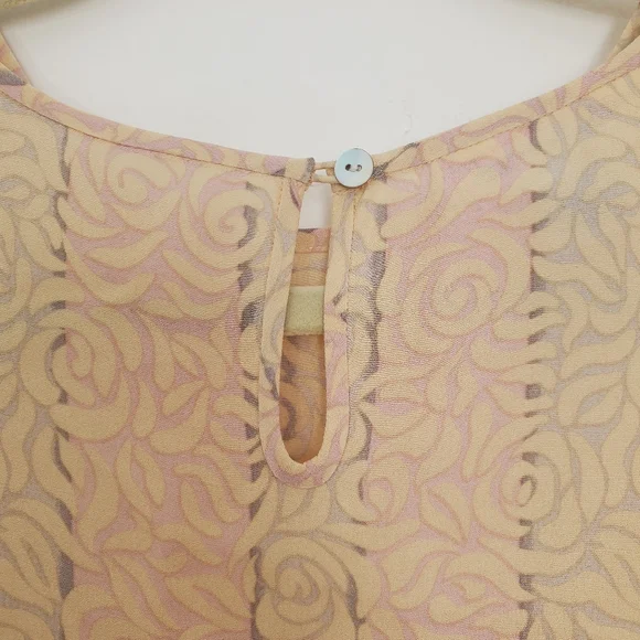Vintage Talbots Silk Top with Cream and Pink Swirls Size 18 - Picture 7 of 9